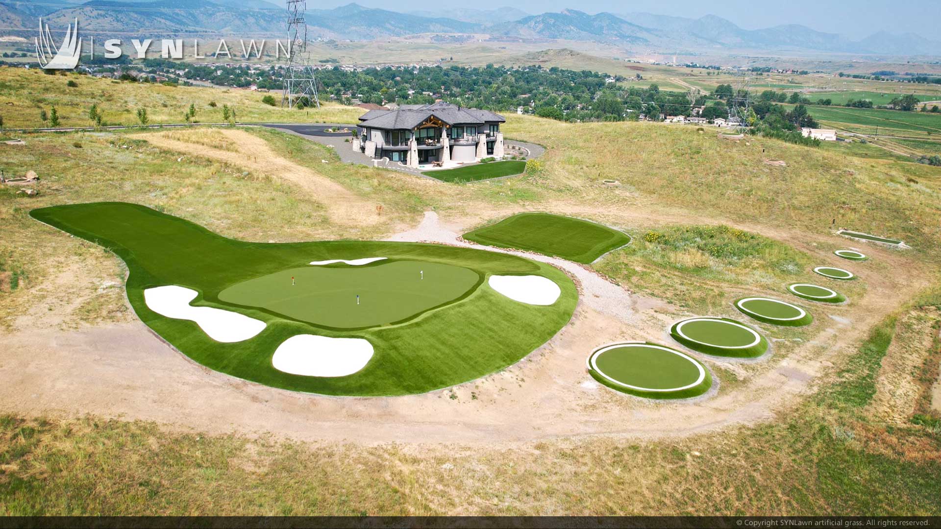 SYNLawn Golf synthetic grass at Windy Way Ranch Golden Colorado