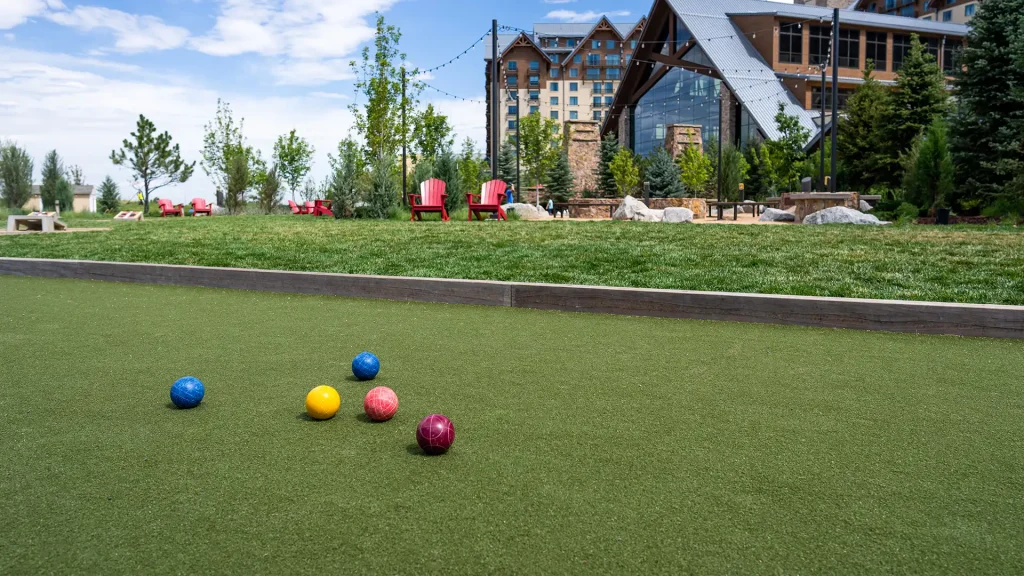 image of SYNLawn artificial grass at Gaylord Rockies Resort Aurora Colorado outdoor bocce ball area