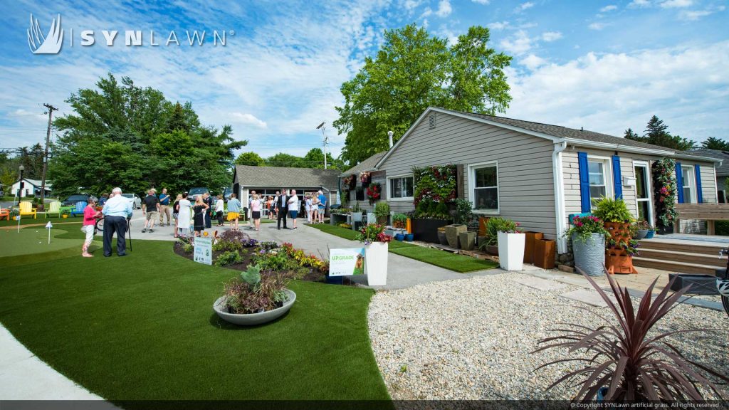 image of synlawn artificial grass putting green at great grow ins carmel indiana roundabout