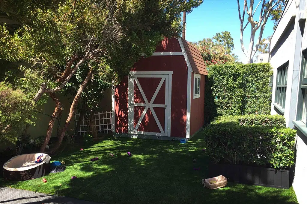 image of artificial grass outside an office