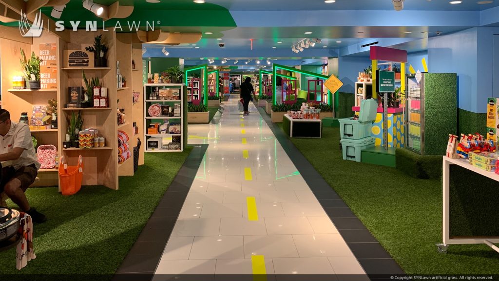 image of SYNLawn artificial grass in Macy's outdoor concept store New York