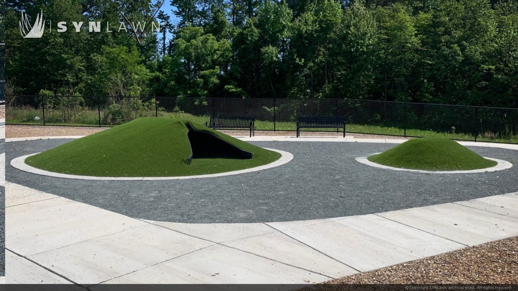 image of artificial pet grass at Greenleigh crossroads dog park Baltimore Maryland