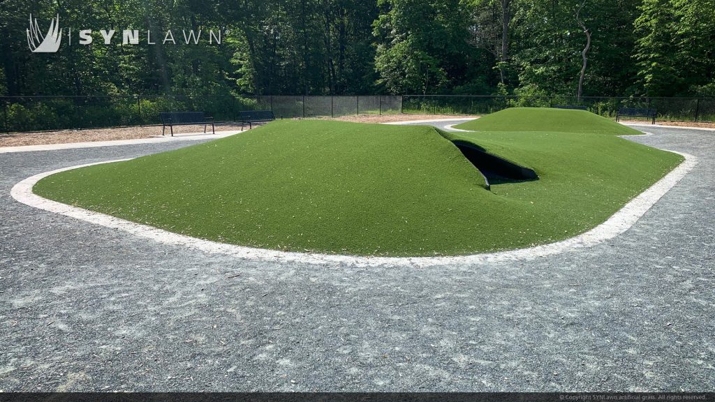 image of artificial pet grass at Greenleigh crossroads dog park Baltimore Maryland