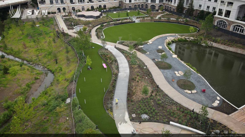 image of SYNLawn artificial grass at Ballantyne Hotel Concert Venue Playground and Putting Greens