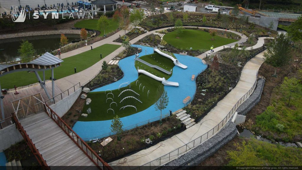 image of SYNLawn artificial grass at Ballantyne Hotel Concert Venue Playground and Putting Greens