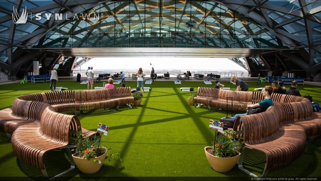 image of synlawn artificial grass at denver international airport