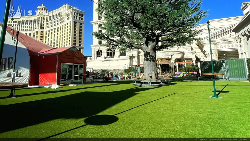 image of SYNLawn artificial grass at the entrance to Absinth at Ceasars Palace Las Vegas Nevada