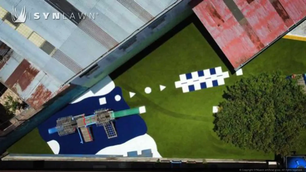 image of SYNLawn child safe artificial grass playground at Escuela Justo Antonio Facio Public School Costa Rica