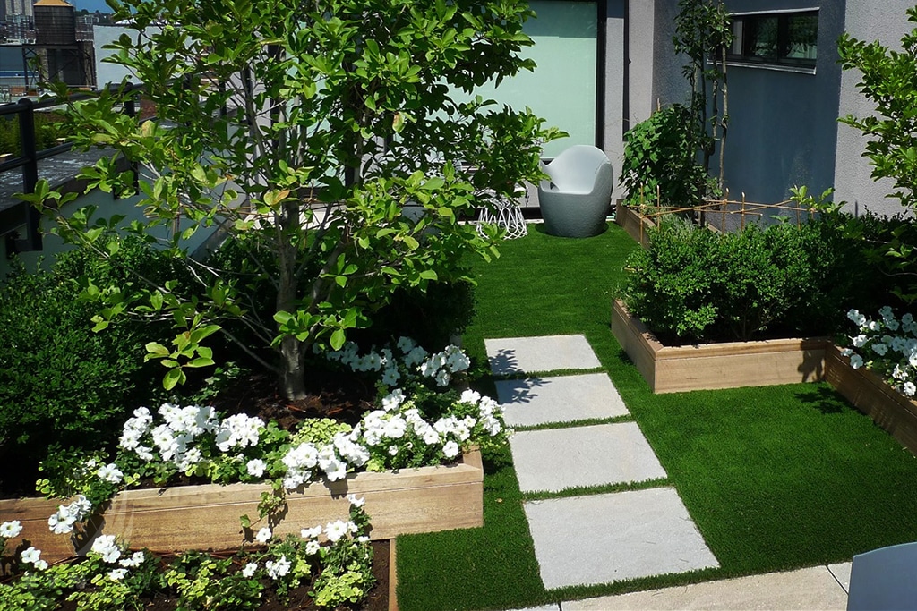 image of roof deck garden with artificial turf
