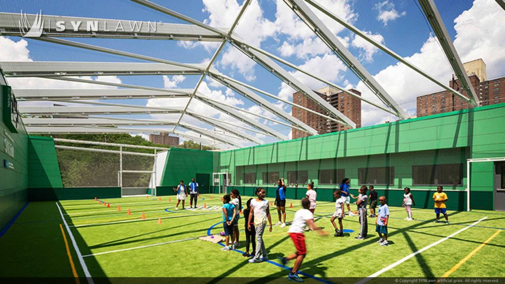 image of synlawn artificial grass at boys and girls club harlem new york rooftop playground