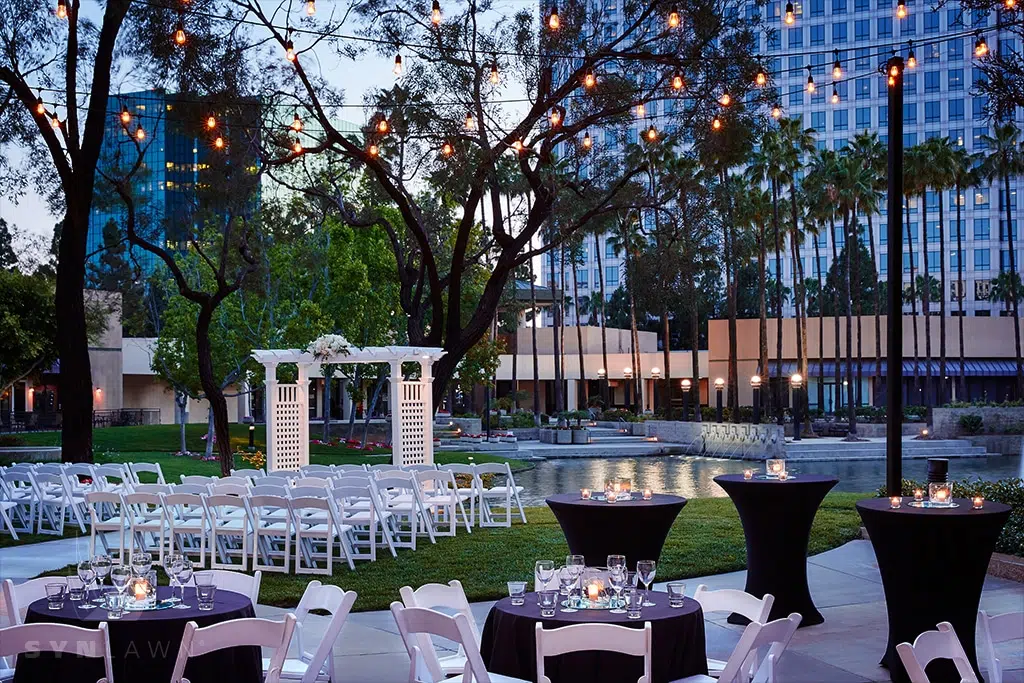 image of costa mesa marriott wedding on artificial grass