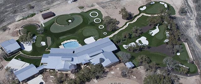 aerial image of dave pelz backyard