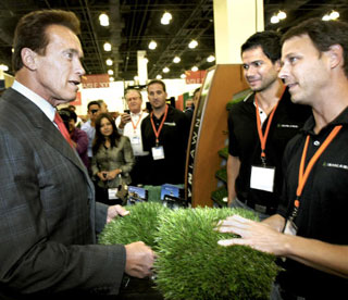 Schwarzenegger visits with SYNLawn