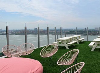 The Standard Hotel rooftop utilizes SYNLawn artificial grass