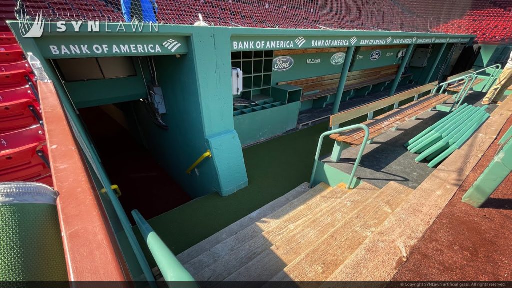 image of SYNLawn synthetic turf at Fenway Park Dugout and Boston Red Sox Player's Tunnel