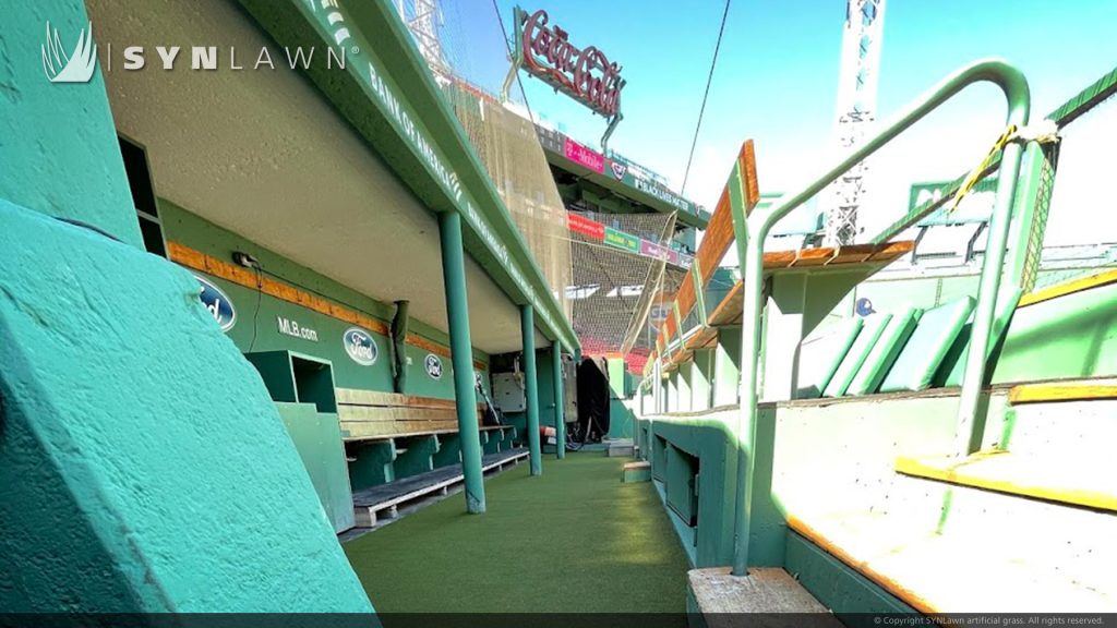 image of SYNLawn synthetic turf at Fenway Park Dugout and Boston Red Sox Player's Tunnel