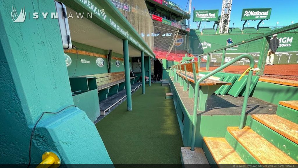 image of SYNLawn synthetic turf at Fenway Park Dugout and Boston Red Sox Player's Tunnel