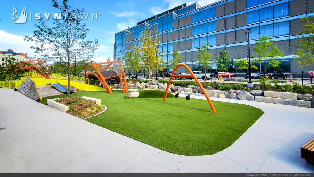 image of sin lawn artificial grass at the gene leahy mall at the riverfront