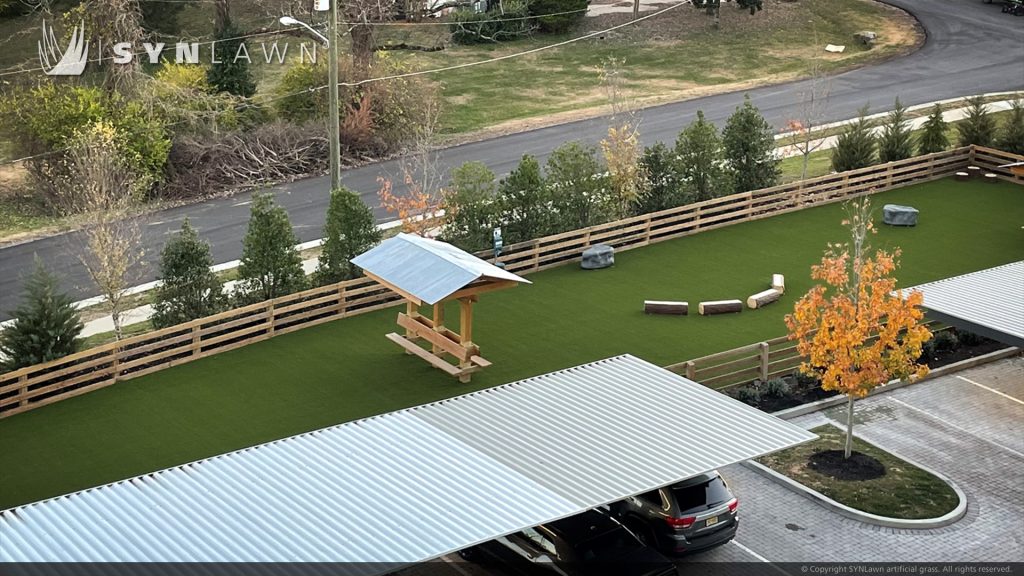 image of SYNLawn artificial pet grass at the Novel West Apartments Dog Park located in Nashville Tennessee