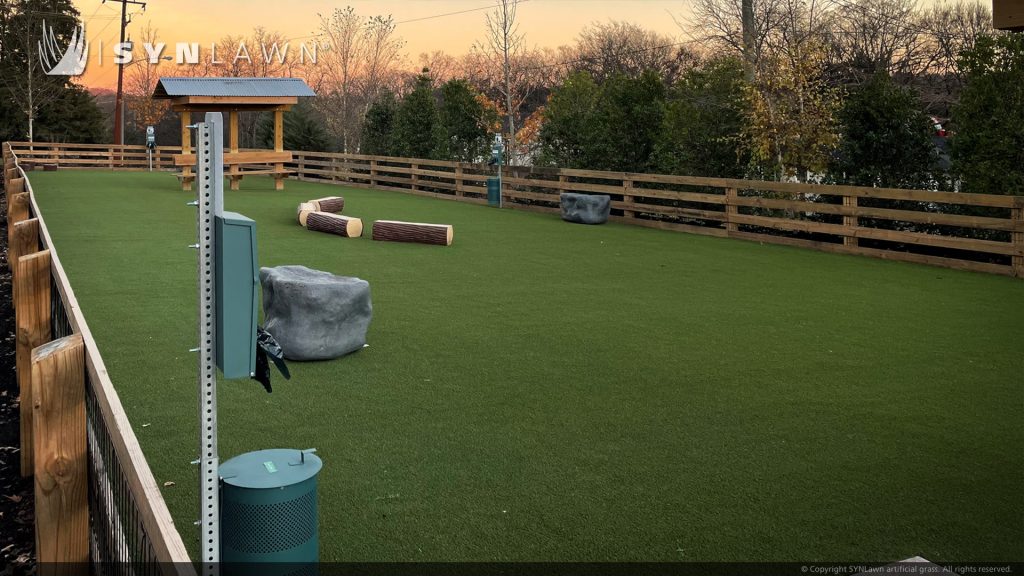 image of SYNLawn artificial pet grass at the Novel West Apartments Dog Park located in Nashville Tennessee
