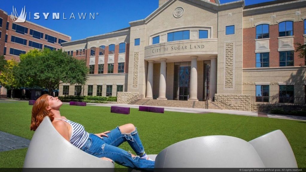 image of SYNLawn artificial grass at Sugar Land Town Square Houston Texas