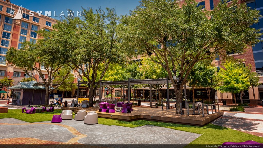 image of SYNLawn artificial grass at Sugar Land Town Square Houston Texas