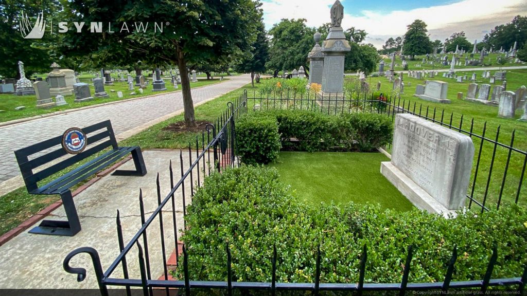 image of SYNLawn artificial grass at the congressional cemetery in Washington D.C. Hoover grave