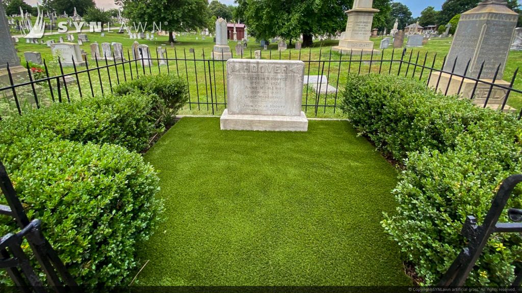 image of SYNLawn artificial grass at the congressional cemetery in Washington D.C. Hoover grave