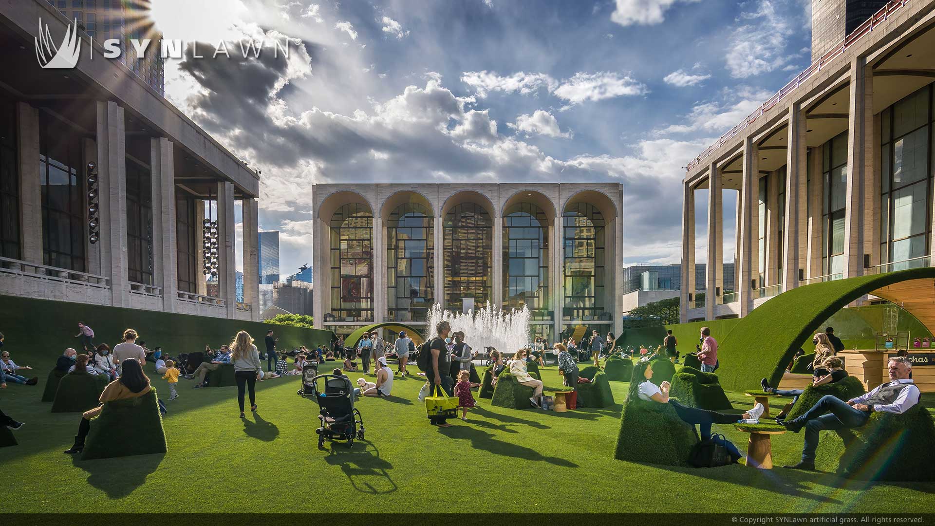 Art Installation Complete with Artificial Lawn on the Josie Robertson Plaza at Lincoln Center