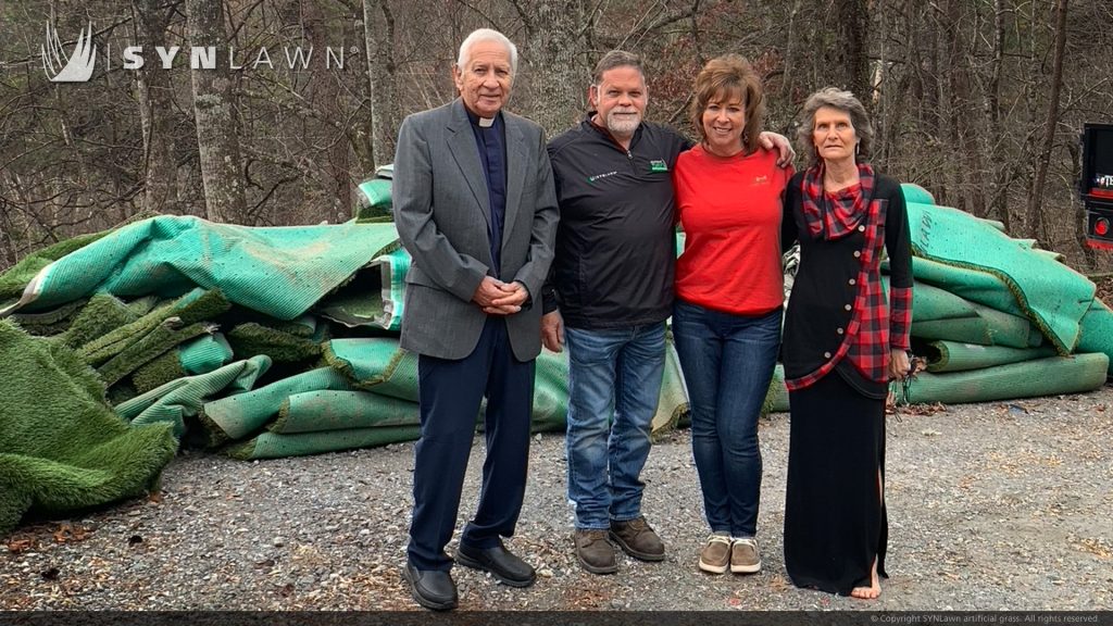 image of Scott and Marie Marks of SYNLawn Carolinas / Southeast Turf donate to the Living Waters Lutheran Church in Cherokee North Carolina