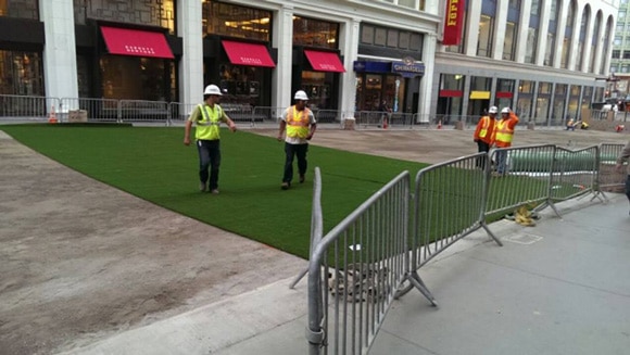 union square artificial grass installation