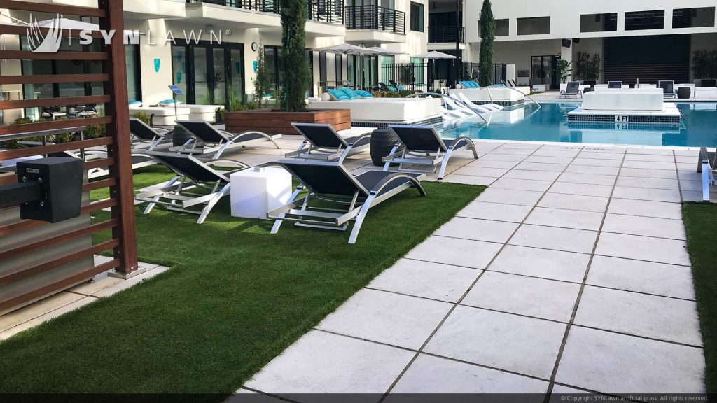 SYNLawn artificial grass at SLX Apartments Atlanta Georgia Pool Courtyard