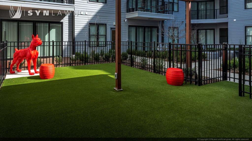 SYNLawn artificial grass at SLX Apartments Atlanta Georgia Pool Courtyard