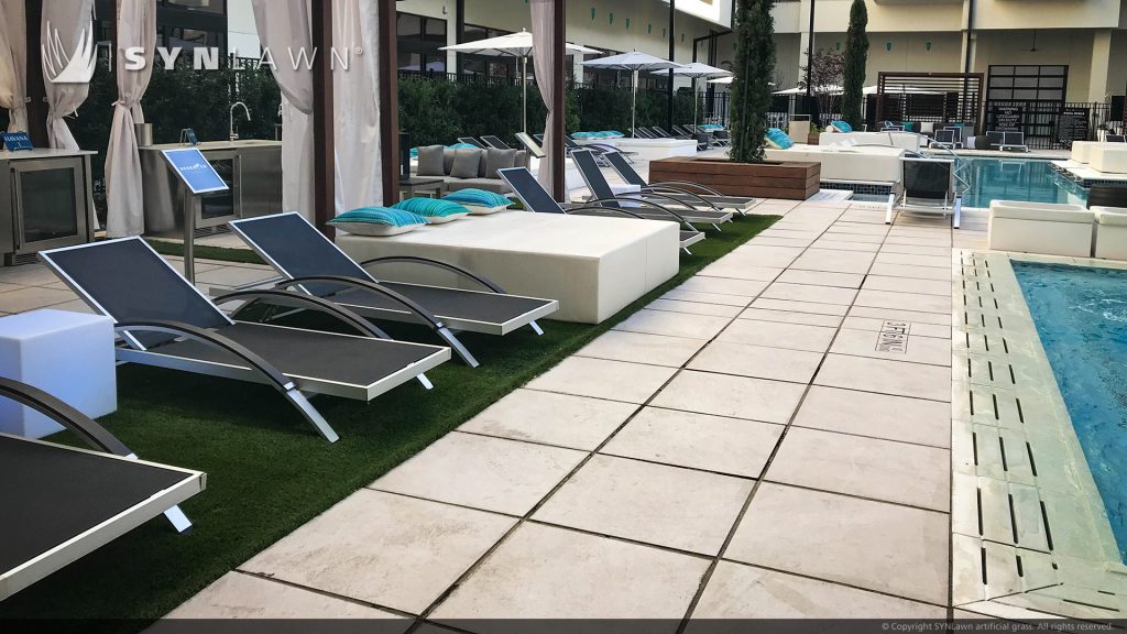 SYNLawn artificial grass at SLX Apartments Atlanta Georgia Pool Courtyard