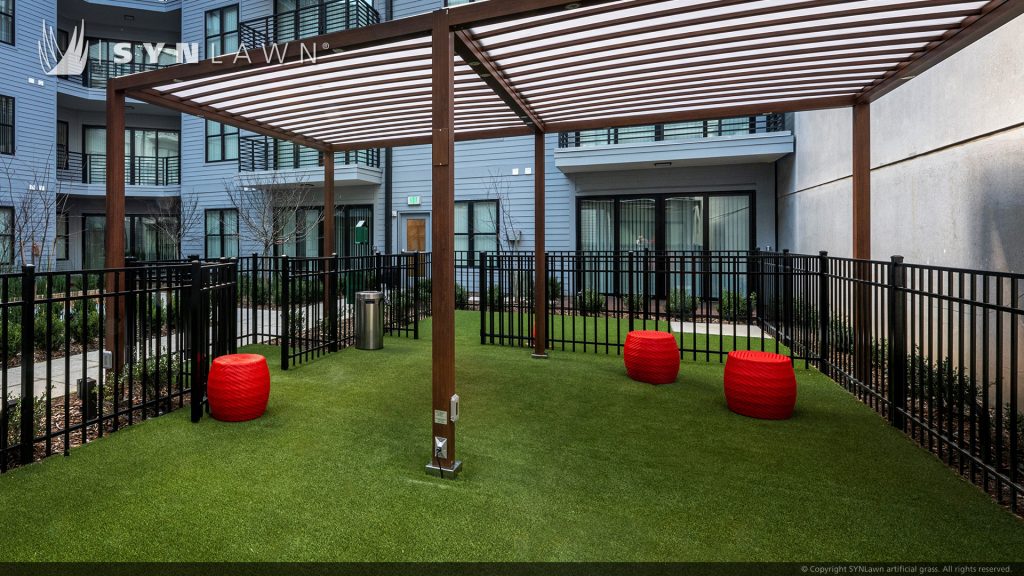 SYNLawn artificial grass at SLX Apartments Atlanta Georgia Pool Courtyard