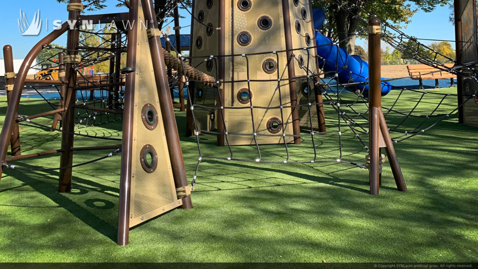 Outdoor park with synthetic grass surfacing