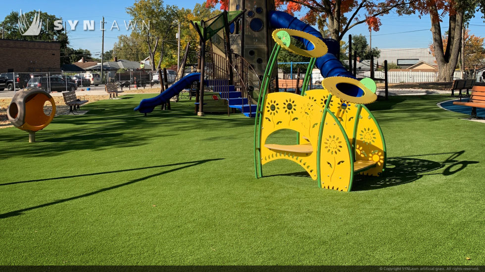Outdoor park with synthetic grass surfacing
