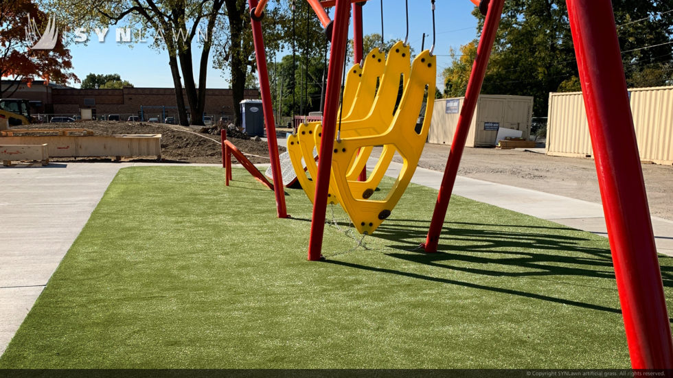 Outdoor park with synthetic grass surfacing