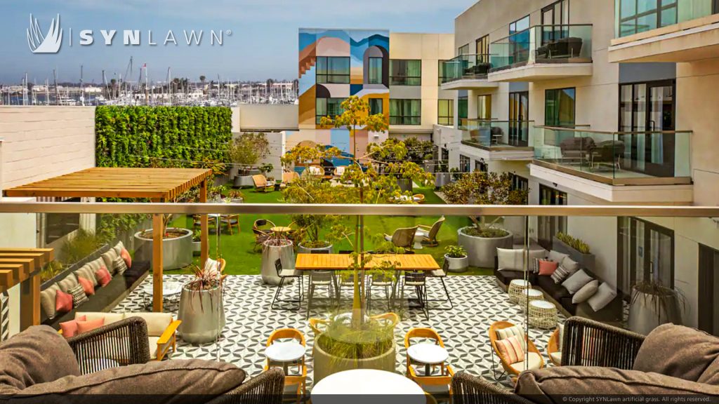 image of SYNLawn San Diego Hilton Hotel Monsaraz artificial grass Courtyard turf