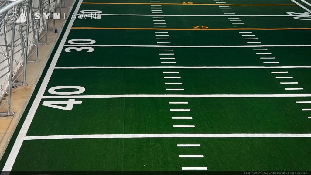 image of SYNLawn artificial grass field at Fort Benning Gun Range Columbus Georgia with custom inlaid yardage hash marks