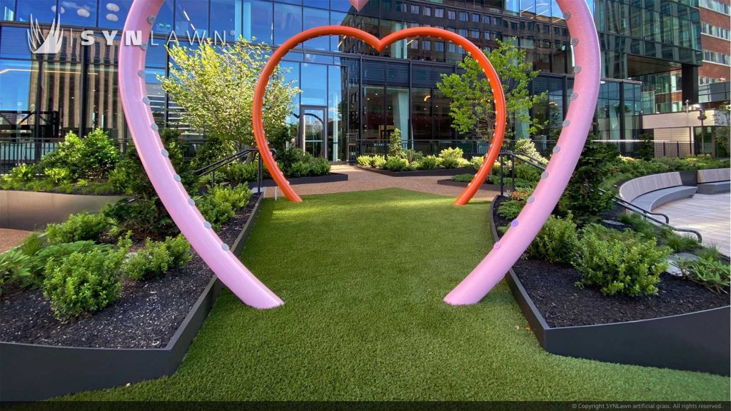 image of SYNLawn artificial grass at Kendall Square Green Garage Boston Massachusettes Google Parking Lot Square