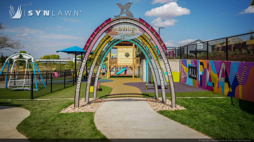 image of SYNLawn artificial grass at LuBird's Light an ADA Accessible Playground for Disabled Children in Aurora Colorado