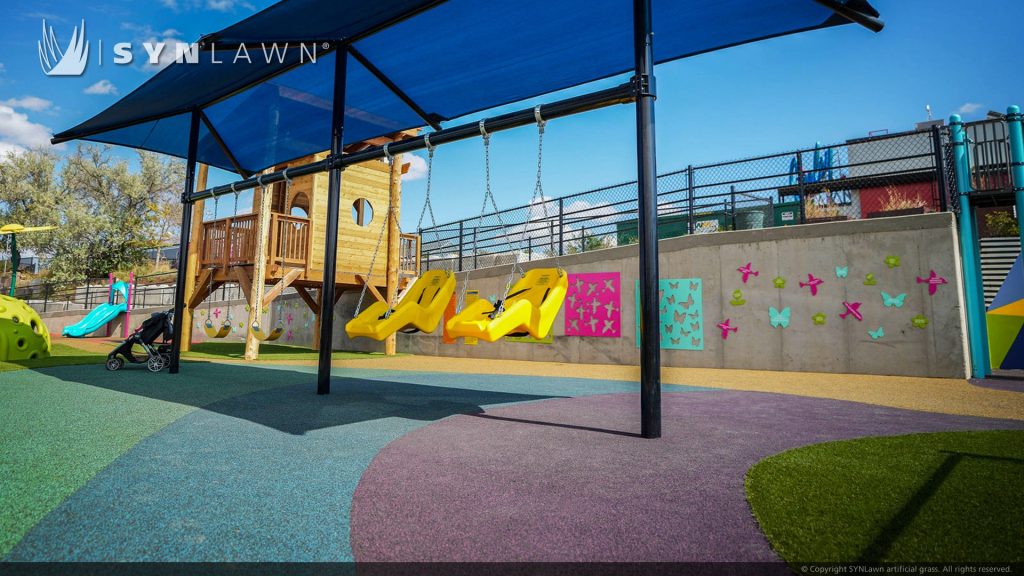 image of SYNLawn artificial grass at LuBird's Light an ADA Accessible Playground for Disabled Children in Aurora Colorado