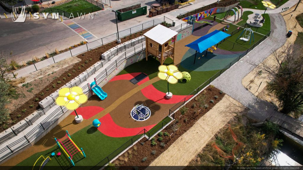 image of SYNLawn artificial grass at LuBird's Light an ADA Accessible Playground for Disabled Children in Aurora Colorado
