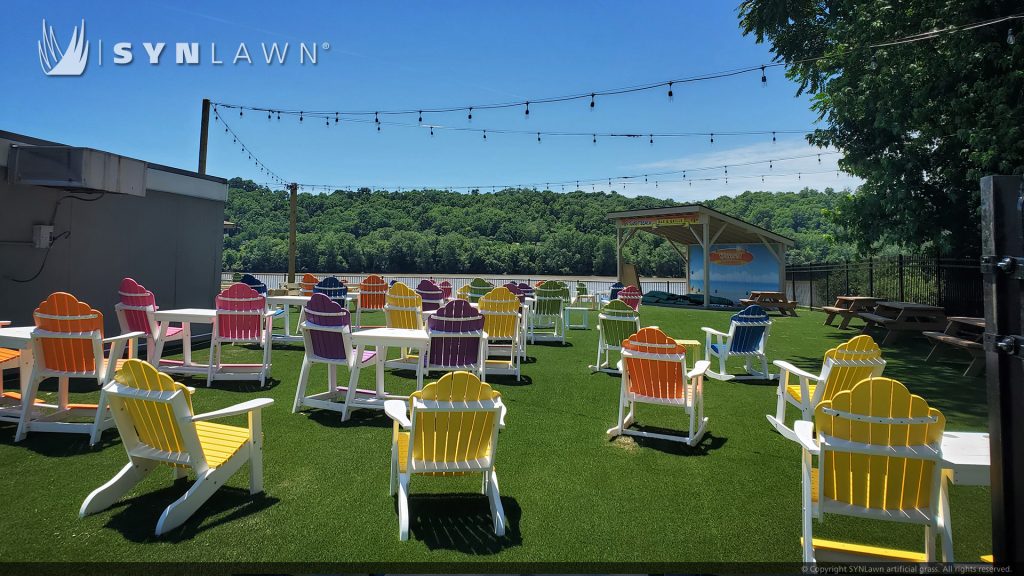 image of SYNLawn artificial grass at the Sunset Bar and Grille in New Richmond Ohio