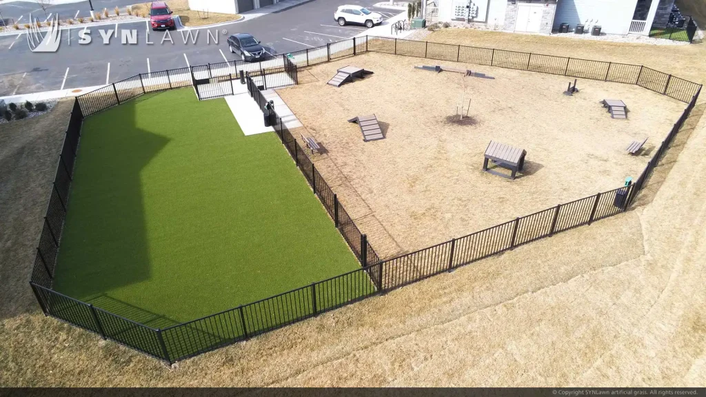 image of SYNLawn artificial grass installed at the Elements Apartments Kansas City