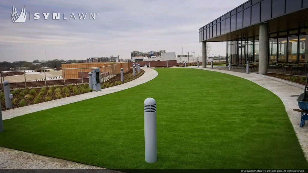 image of SYNLawn artificial grass located on the roof deck of Dimensional Place in Charlotte North Carolina