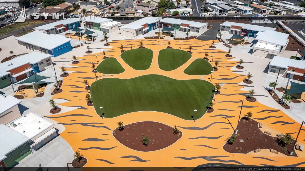 image of SYNLawn artificial playground grass at South Valley Middle School Gilroy California