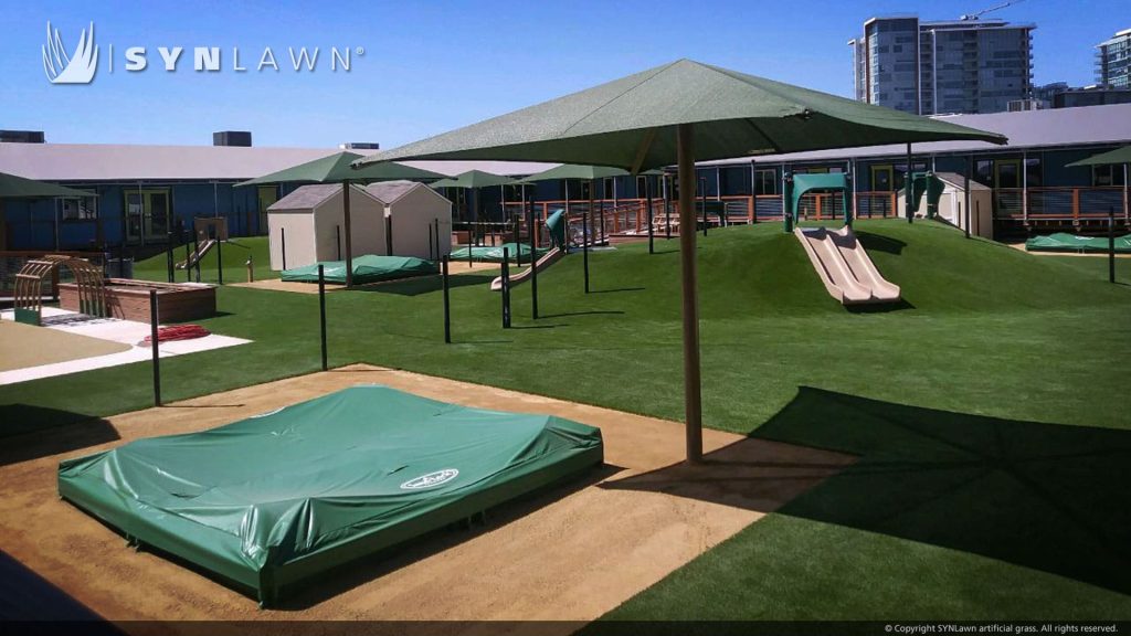 image of synlawn artificial grass chosen for playground upgrades at UCSF mission bay child care relocation