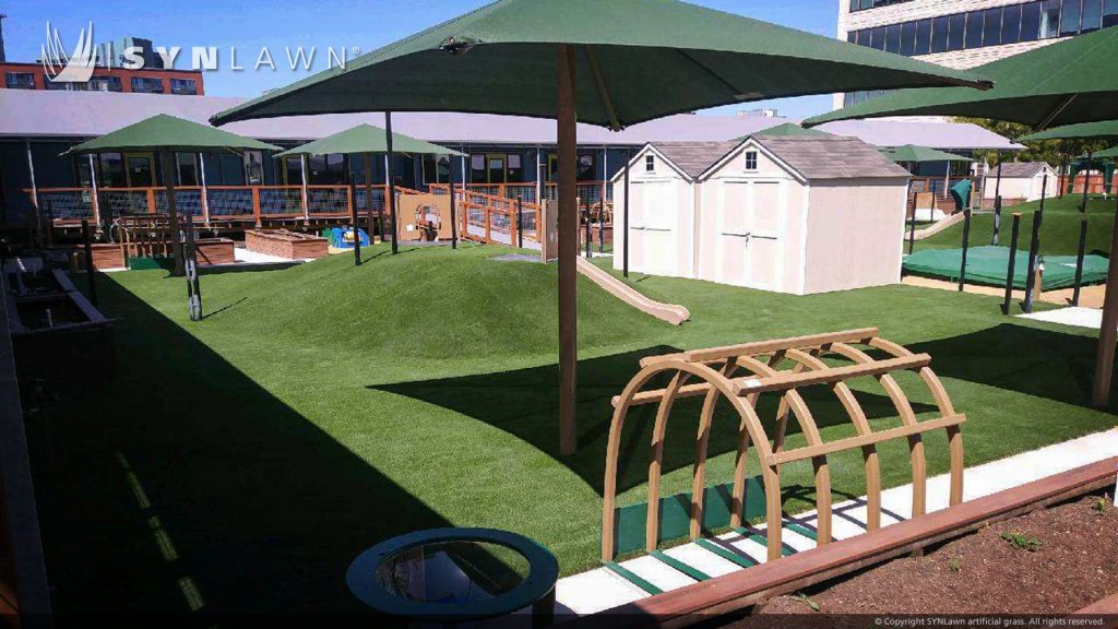 image of synlawn artificial grass chosen for playground upgrades at UCSF mission bay child care relocation